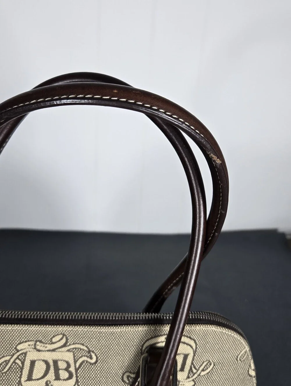 Dooney & Bourke Brown and Tan DB Logo Satchel